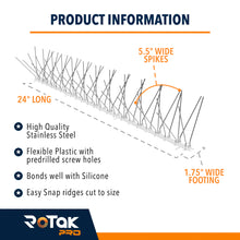 Load image into Gallery viewer, Pro Bird Spikes Stainless Steel (50 Feet / 25pc)